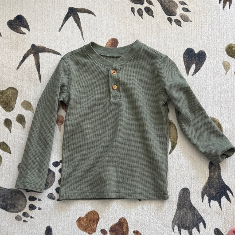 Jumping Beans Olive Long Sleeve Henley Shirt